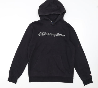 Champion Boys Black Hoodie XL 13-14 Years Pullover Fleece Logo Sweatshirt