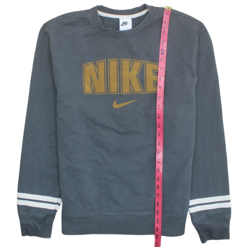 Nike Women’s Grey Cotton Blend Pullover Sweatshirt M Logo