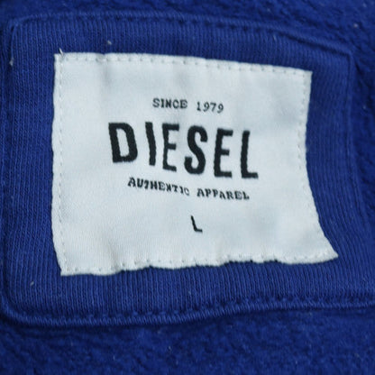 Diesel Women Blue Full Zip Hoodie L Cotton Blend Casual Sweatshirt