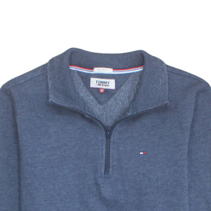 Tommy Jeans Men’s Blue 1/4 Zip Pullover Sweatshirt M Regular Fit