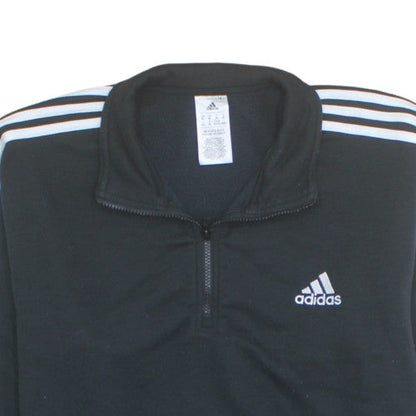 Adidas Men's Black XL 1/4 Zip Pullover Sweatshirt with Embroidered Logo