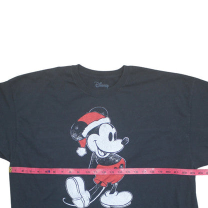 Disney Men's Black 2XL Mickey Mouse Christmas Graphic T-Shirt