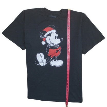 Disney Men's Black 2XL Mickey Mouse Christmas Graphic T-Shirt