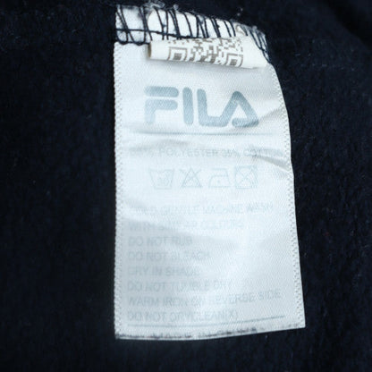 FILA Womens Navy Full Zip Hoodie Medium Cotton Blend Sweatshirt