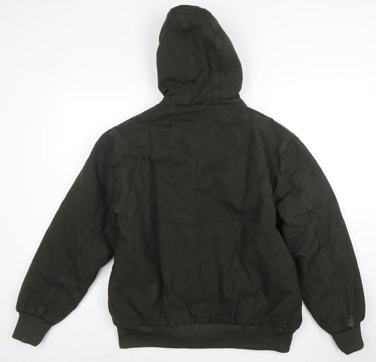 Carhartt Men's Green Hooded Bomber Jacket Size S Canvas Workwear