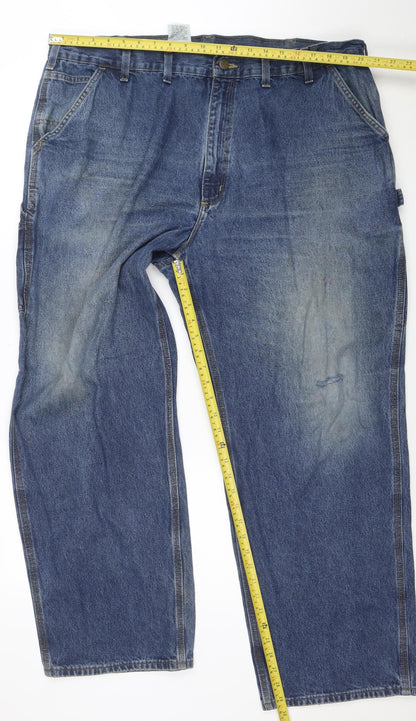 Carhartt Mens Blue Denim Dungaree Fit Work Jeans 44x30 Cotton