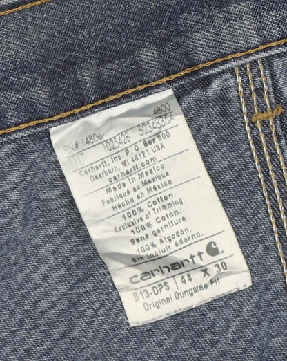 Carhartt Mens Blue Denim Dungaree Fit Work Jeans 44x30 Cotton