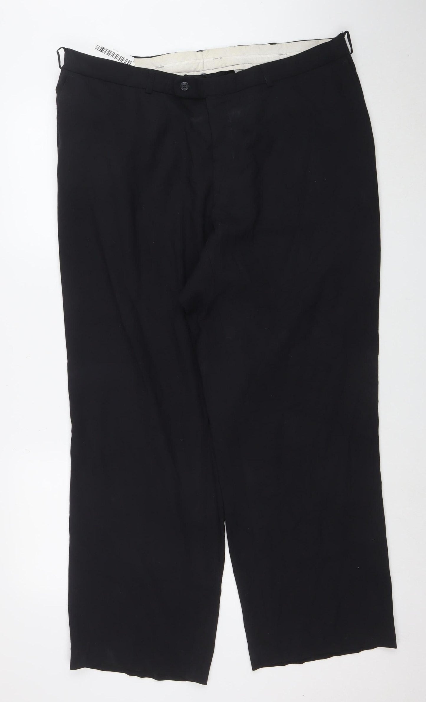 Digel Men's Black Wool Blend Regular Fit Dress Trousers W46