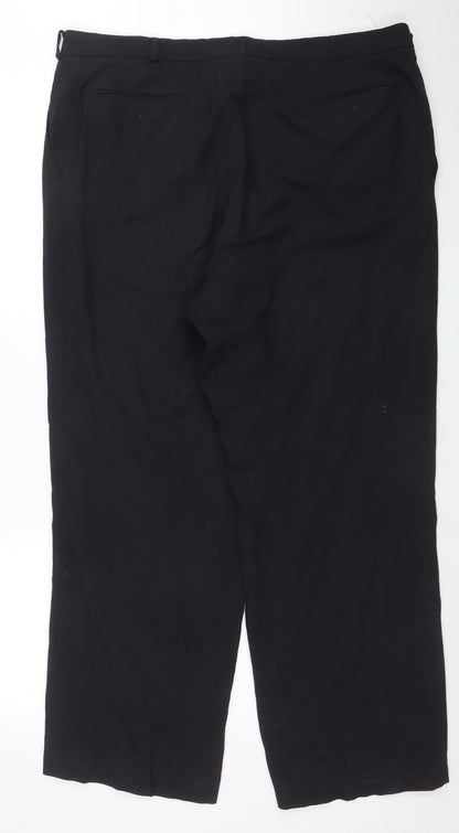 Digel Men's Black Wool Blend Regular Fit Dress Trousers W46