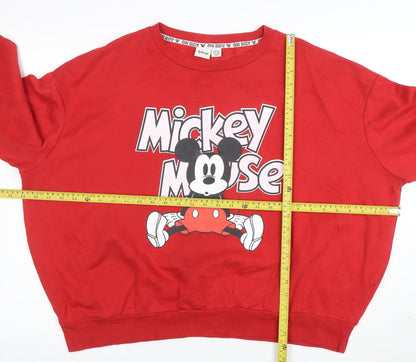 Disney Women Red Mickey Mouse Pullover Sweatshirt XL