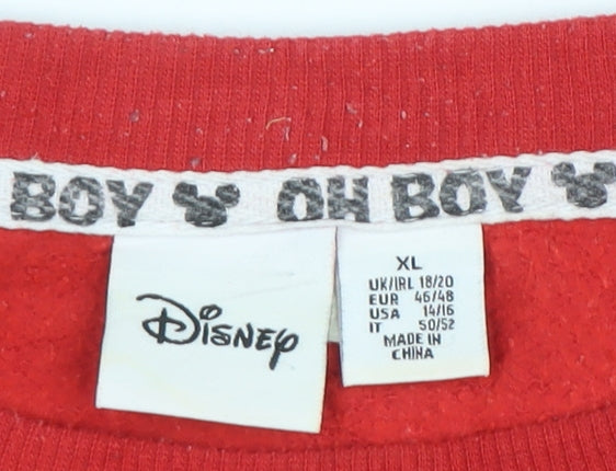 Disney Women Red Mickey Mouse Pullover Sweatshirt XL