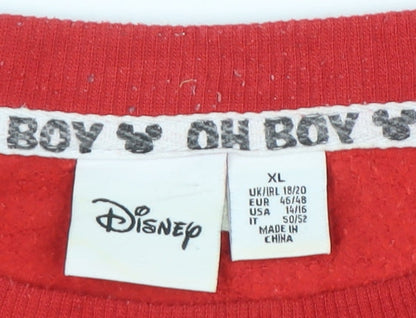 Disney Women Red Mickey Mouse Pullover Sweatshirt XL