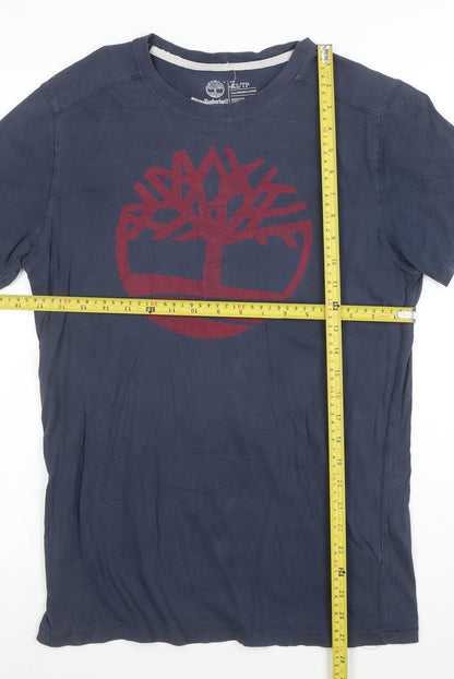 Timberland Men's Blue XS Regular Fit Organic Cotton Logo T-Shirt