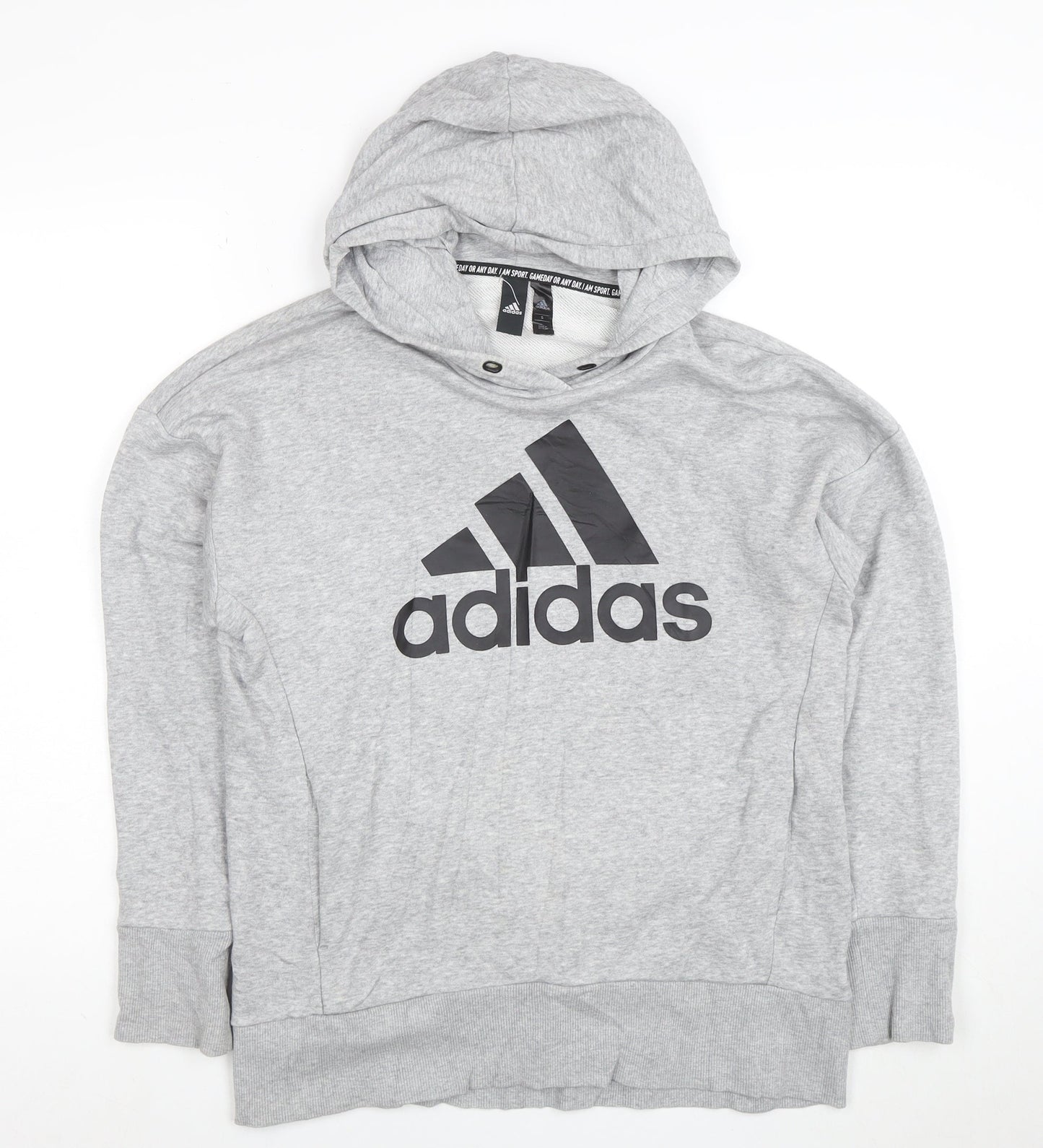 Adidas Men's Grey Pullover Hoodie Small Graphic Logo Sportswear