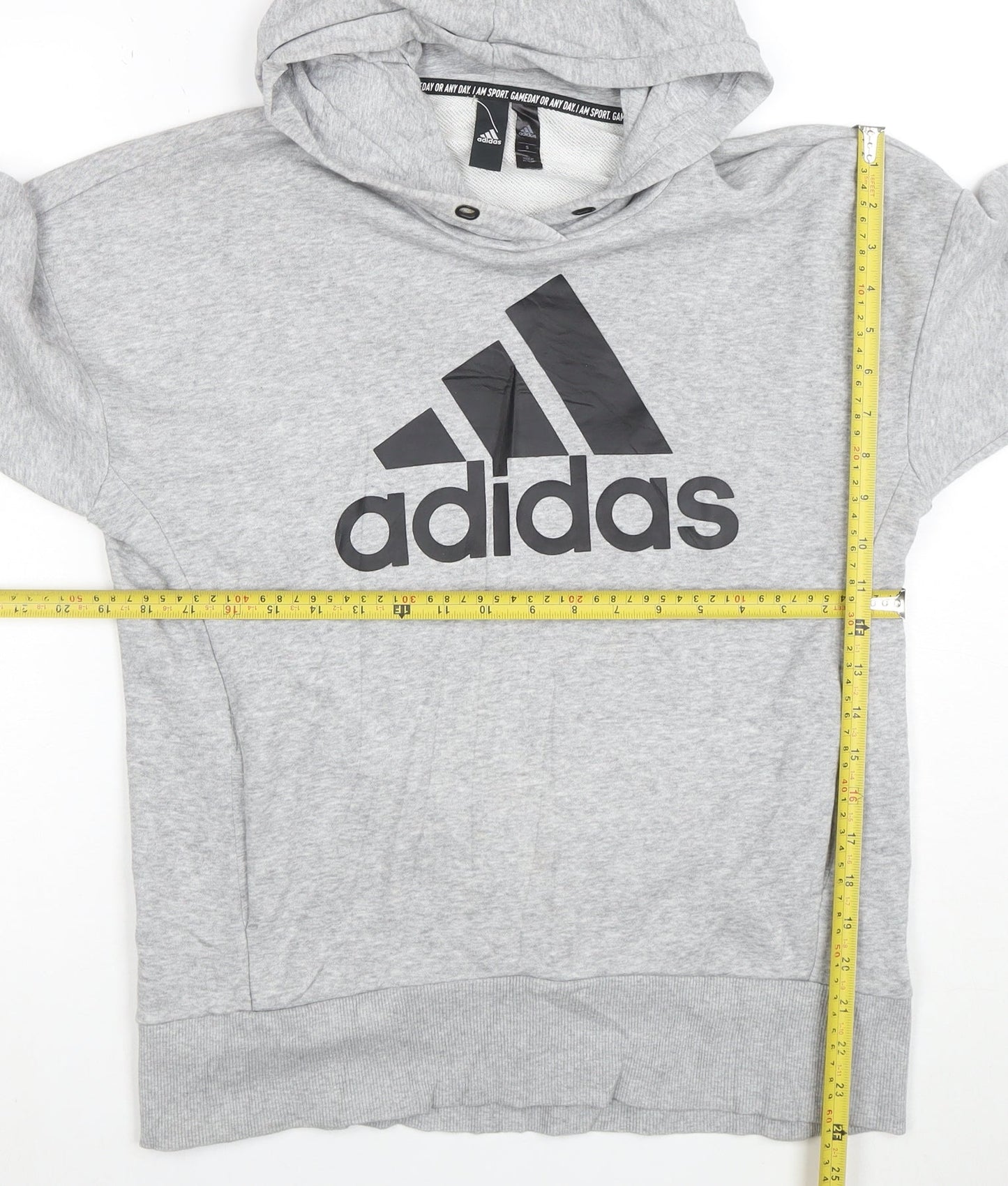 Adidas Men's Grey Pullover Hoodie Small Graphic Logo Sportswear
