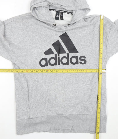 Adidas Men's Grey Pullover Hoodie Small Graphic Logo Sportswear