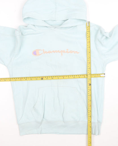 Champion Girls Blue Pullover Hoodie L Embroidered Logo Fleece