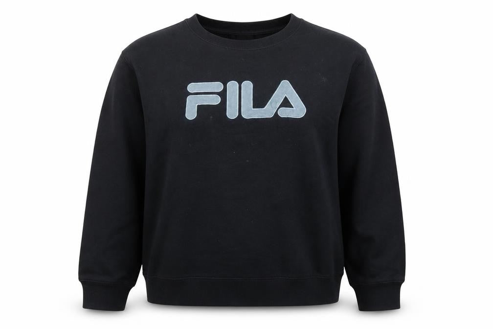 Fila Womens Black Medium Pullover Sweatshirt Cotton Blend Crew Neck