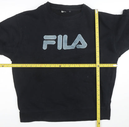 FILA Womens Black Medium Pullover Sweatshirt Cotton Blend Crew Neck