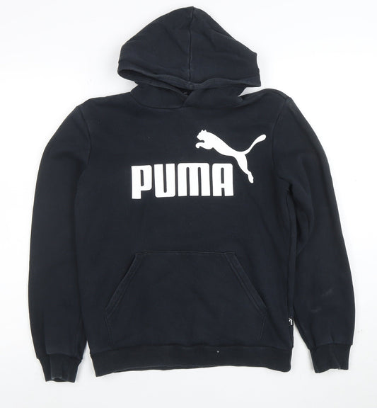 Puma Boys Black Pullover Hoodie XL 16 Cotton Blend Logo Print