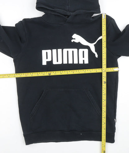 Puma Boys Black Pullover Hoodie XL 16 Cotton Blend Logo Print