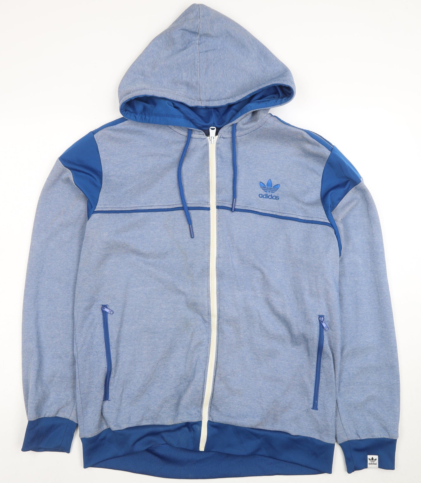 Adidas Men's Blue Full Zip Hoodie Size L Regular Fit Sportswear