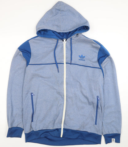 Adidas Men's Blue Full Zip Hoodie Size L Regular Fit Sportswear