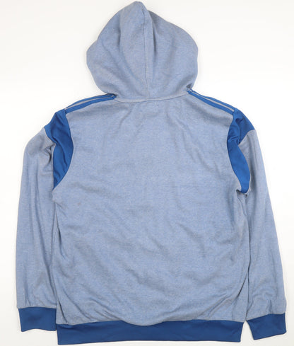 Adidas Men's Blue Full Zip Hoodie Size L Regular Fit Sportswear
