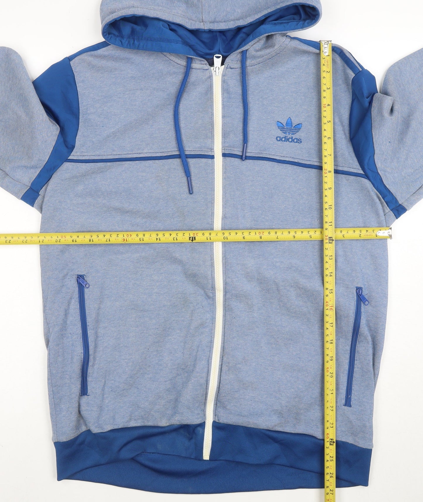 Adidas Men's Blue Full Zip Hoodie Size L Regular Fit Sportswear