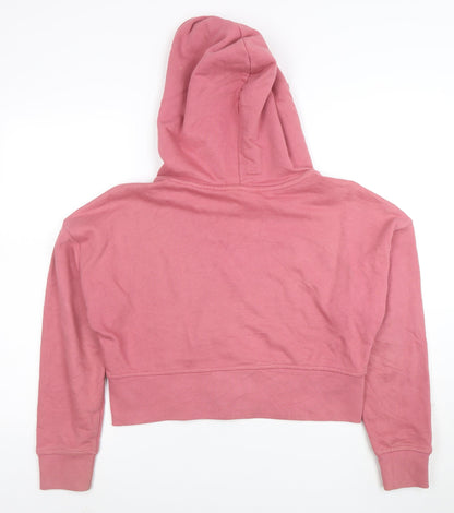 Adidas Women’s Pink Cropped Pullover Hoodie Size 8 Cotton Casual