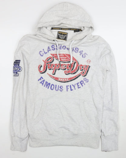 Superdry Men's Grey Pullover Hoodie M Graphic Print Classic Style