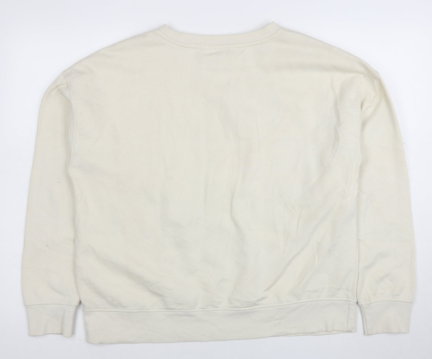 Disney Womens Beige Mickey Mouse Pullover Sweatshirt Size M 12/14
