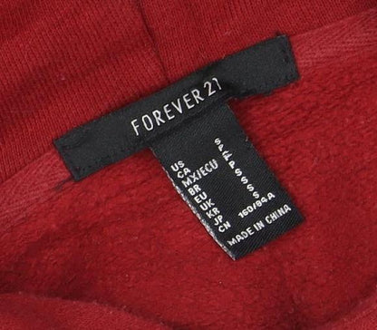 Forever 21 Women's Red Cropped Pullover Hoodie Size S
