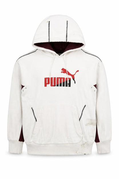 Puma Men's White Pullover Hoodie S Logo Sports Fleece Sweatshirt