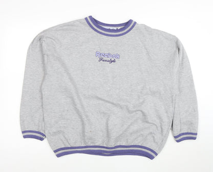 Reebok Freestyle Womens Grey Purple Trim Sweatshirt Size 14/16