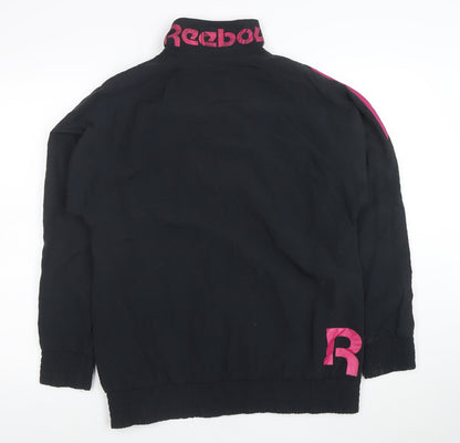Reebok Women’s Black & Pink 90s Bomber Jacket Size L Full Zip Retro Sportswear