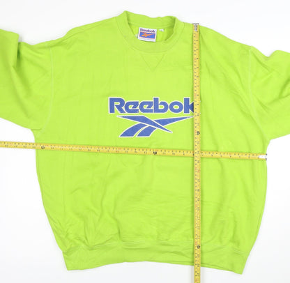 Reebok Men's Green Pullover Sweatshirt L Retro Sports Logo