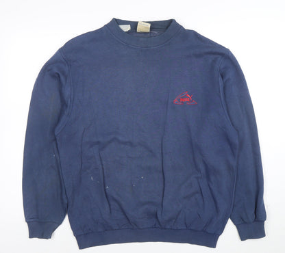 Puma Mens Blue Small Pullover Logo Sweatshirt Vintage Style