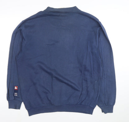 Puma Mens Blue Small Pullover Logo Sweatshirt Vintage Style