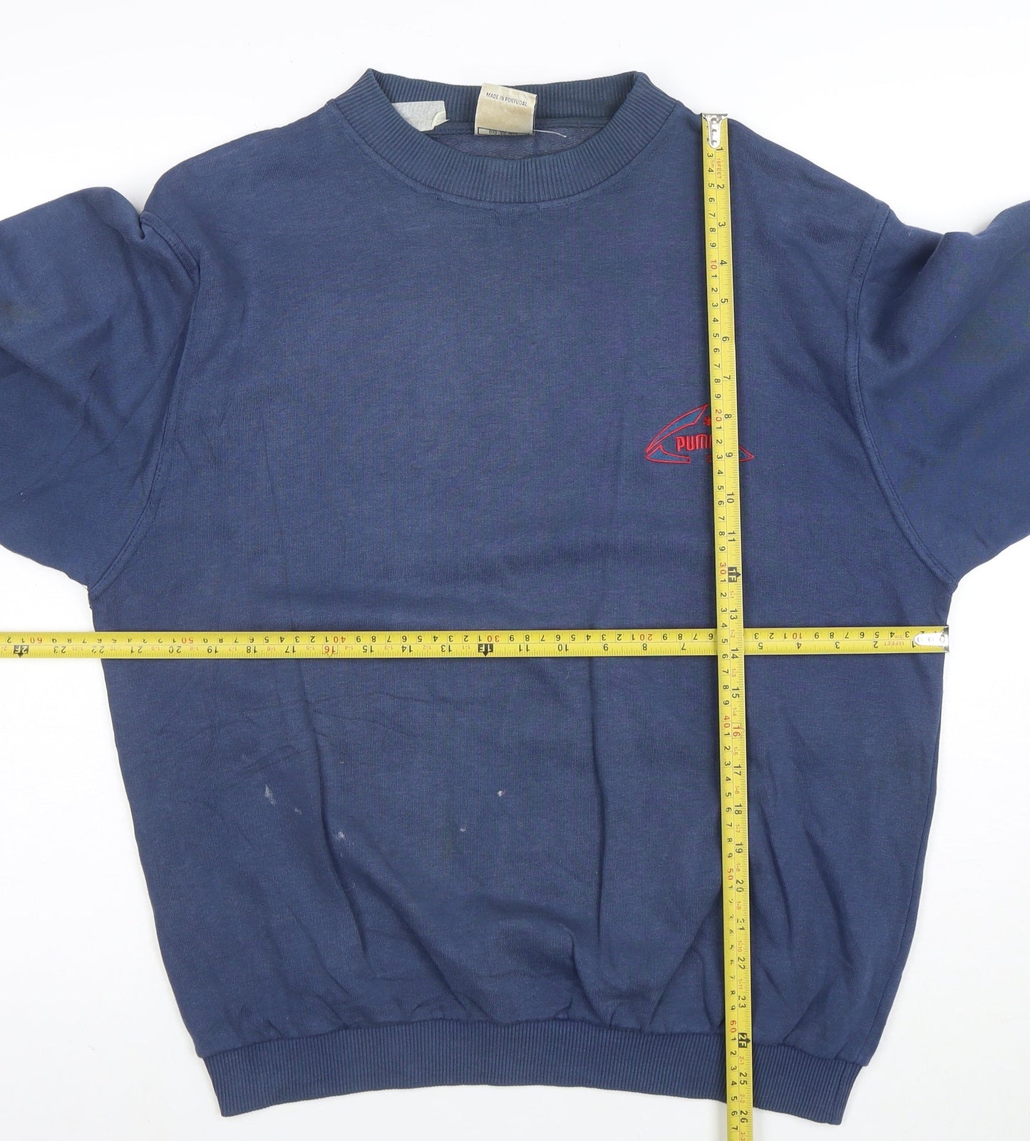 Puma Mens Blue Small Pullover Logo Sweatshirt Vintage Style