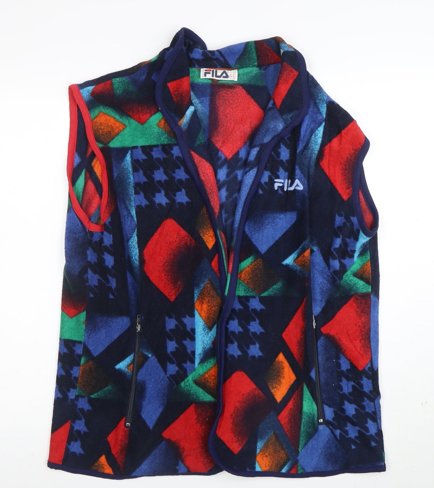 FILA Mens Multicoloured Fleece Waistcoat XL Retro 90s Bodywarmer