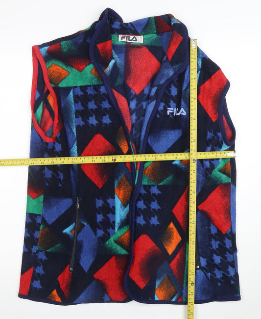 FILA Mens Multicoloured Fleece Waistcoat XL Retro 90s Bodywarmer