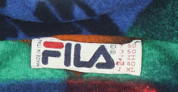 FILA Mens Multicoloured Fleece Waistcoat XL Retro 90s Bodywarmer