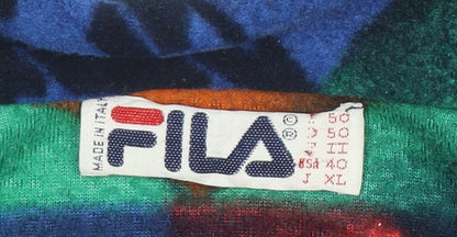 FILA Mens Multicoloured Fleece Waistcoat XL Retro 90s Bodywarmer