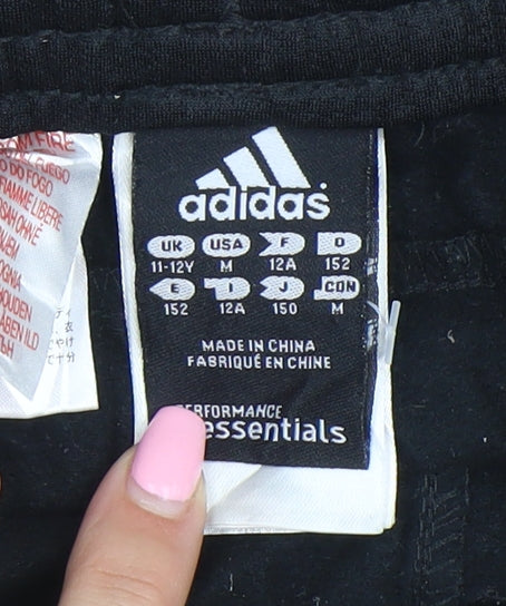 Adidas Boys Black Performance Essentials Athletic Shorts 11-12 Years M