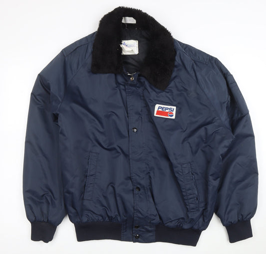 Aero Mode Mens Blue Pepsi Bomber Jacket L Nylon Vintage Workwear