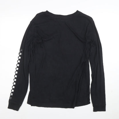 Vans Womens Black Long Sleeve Crew Neck Cotton T-Shirt Size M
