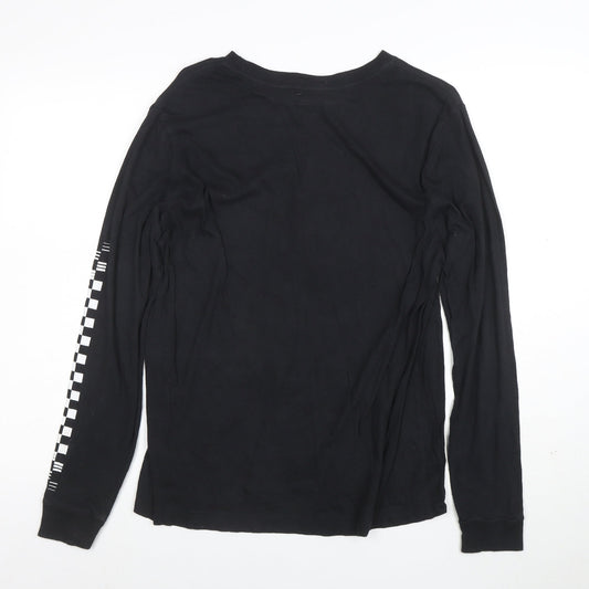 Vans Womens Black Long Sleeve Crew Neck Cotton T-Shirt Size M