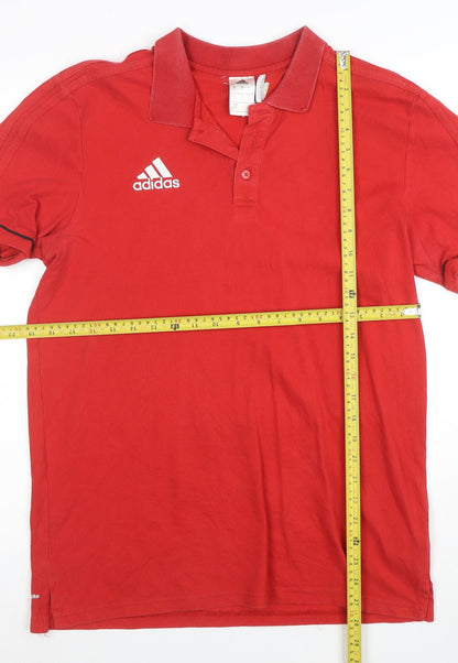 Adidas Mens Red Here To Help Polo Shirt Size L Cotton Blend