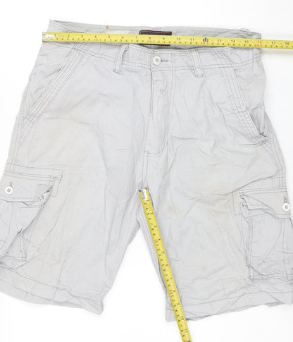 Wear First Men's Grey Cargo Shorts Size 32 Cotton Lightweight Casual
